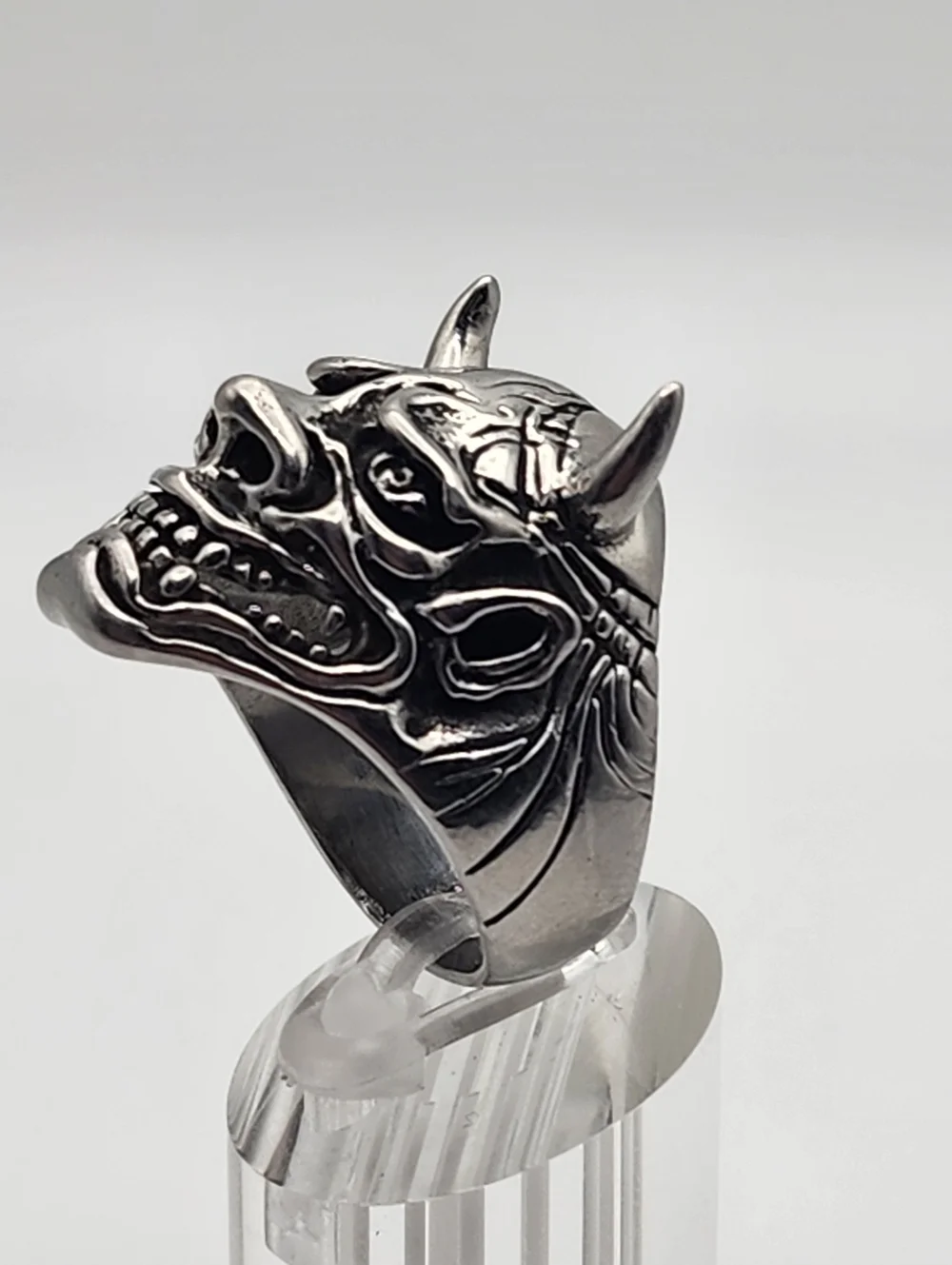 Silver Tone Hannya Mask Ring (12.5)